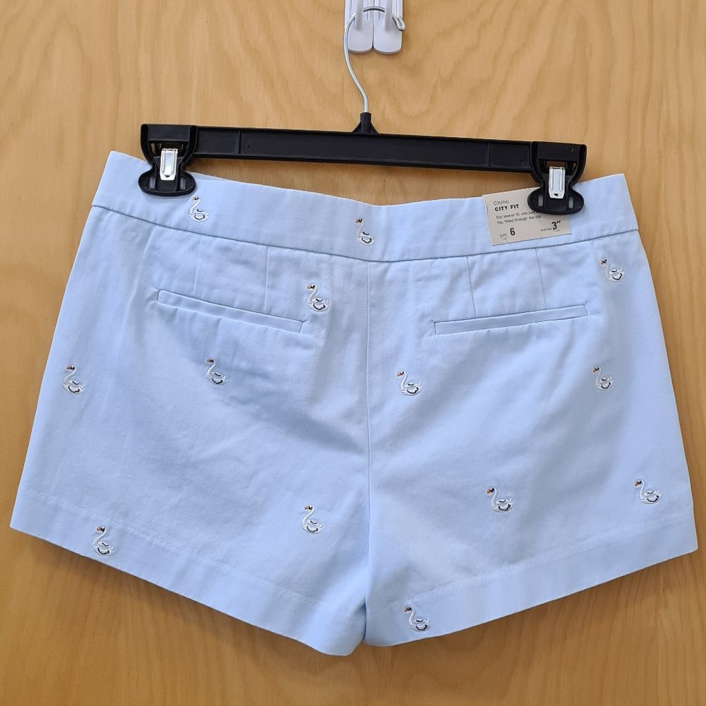 J.Crew NWT Swan Embroidered Chino Shorts size 6 - Picture 4 of 7